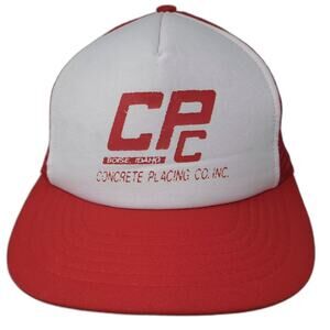 Topac Trucker Hat Red White Concrete Placing Co Inc Boise Idaho Snapback OS Foam